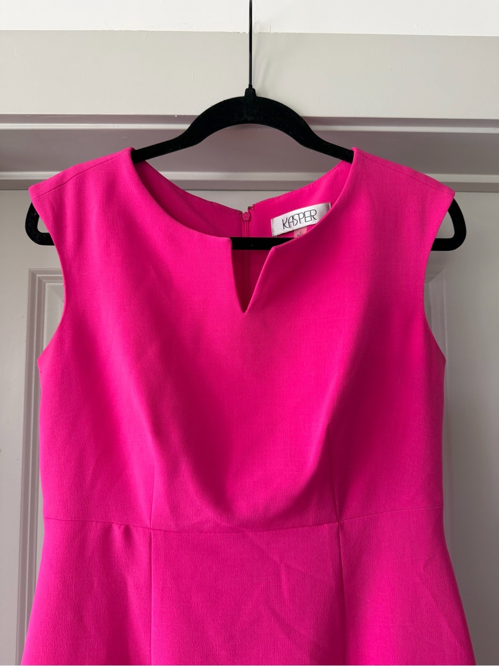 Kasper Bright Pink Cap-Sleeve Sheath Midi Dress - Picture 7 of 16